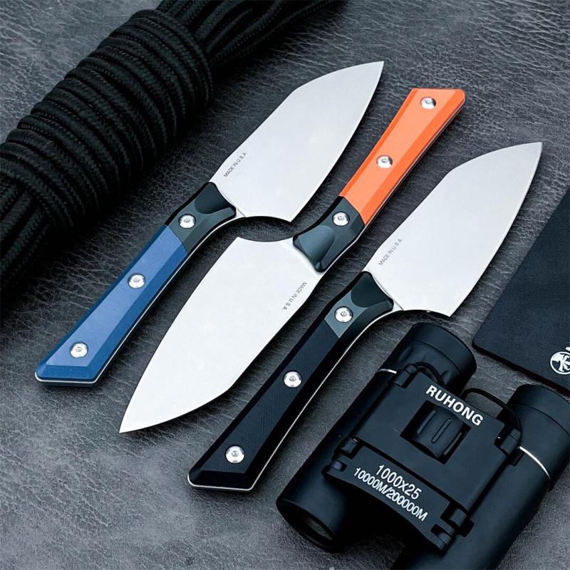 MT Kitchen Fixed Blade Knife 4.53" D2 Blade, Aluminum Alloy+G10 Handles