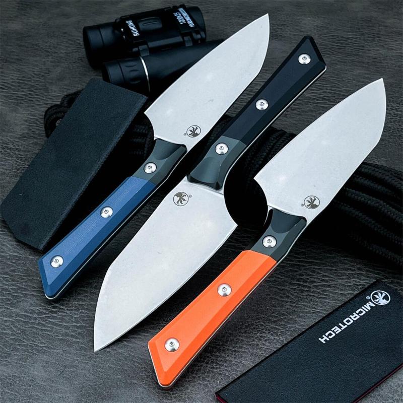 MT Kitchen Fixed Blade Knife 4.53" D2 Blade, Aluminum Alloy+G10 Handles