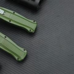 BM 3300BK Infidel Dagger AUTO OTF Knife 3.74" D2 Double Edge Blade, Green Zinc Alumnium Alloy Handles