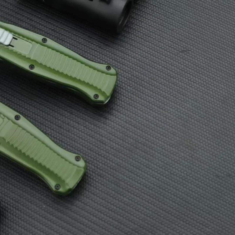 BM 3300BK Infidel Dagger AUTO OTF Knife 3.74" D2 Double Edge Blade, Green Zinc Alumnium Alloy Handles