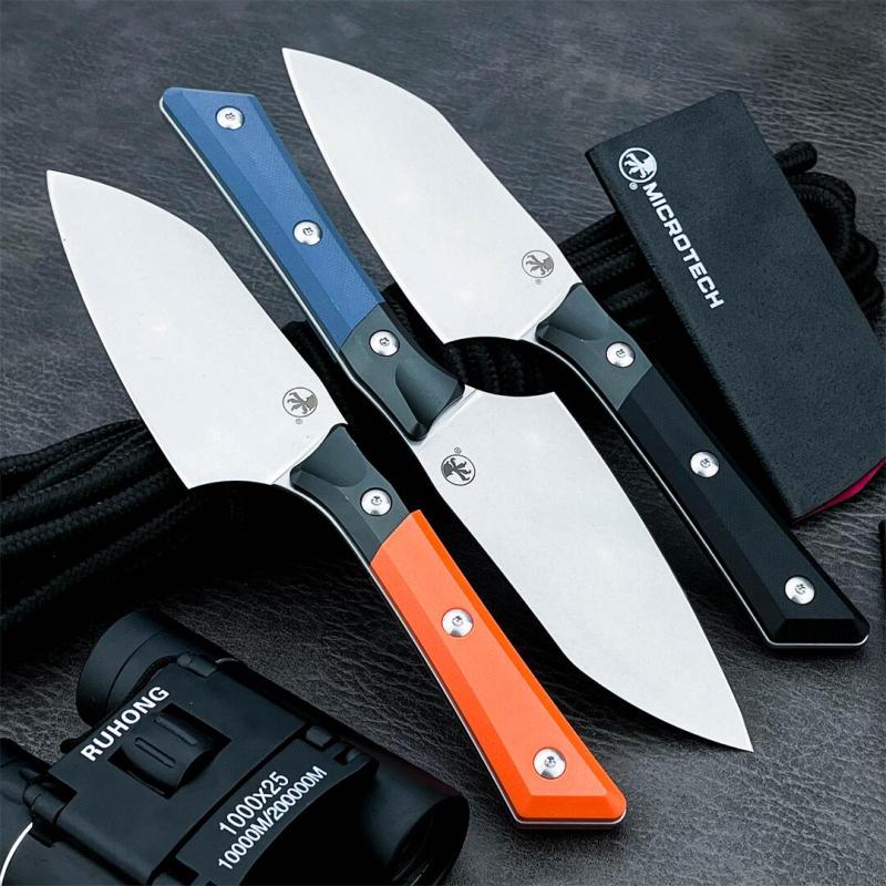 MT Kitchen Fixed Blade Knife 4.53" D2 Blade, Aluminum Alloy+G10 Handles