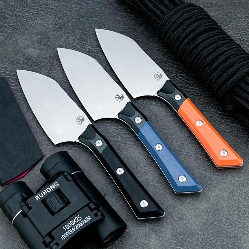 MT Kitchen Fixed Blade Knife 4.53" D2 Blade, Aluminum Alloy+G10 Handles