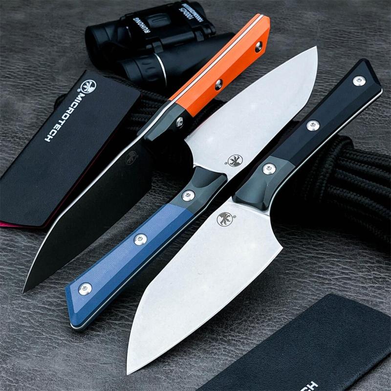MT Kitchen Fixed Blade Knife 4.53" D2 Blade, Aluminum Alloy+G10 Handles