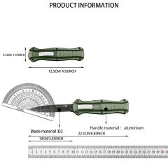 BM 3300BK Infidel Dagger AUTO OTF Knife 3.74" D2 Double Edge Blade, Green Zinc Alumnium Alloy Handles