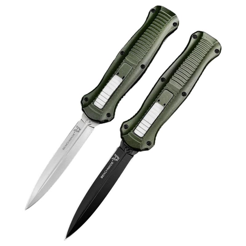 BM 3300BK Infidel Dagger AUTO OTF Knife 3.74" D2 Double Edge Blade, Green Zinc Alumnium Alloy Handles