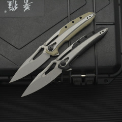 ZT 099 Flipper Knife 3.26" 8Cr13mov Stonewashed Drop Point Blade, G10 Handles with Steel Overlay