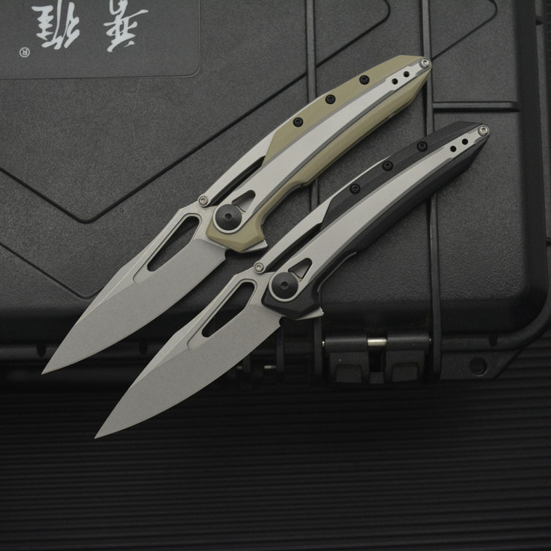 ZT 099 Flipper Knife 3.26" 8Cr13mov Stonewashed Drop Point Blade, G10 Handles with Steel Overlay