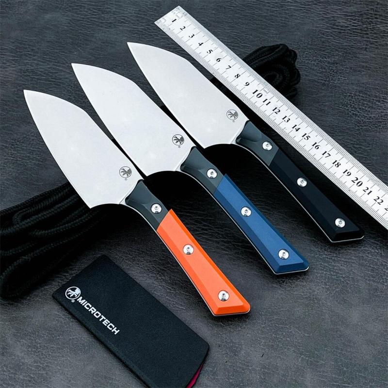 MT Kitchen Fixed Blade Knife 4.53" D2 Blade, Aluminum Alloy+G10 Handles