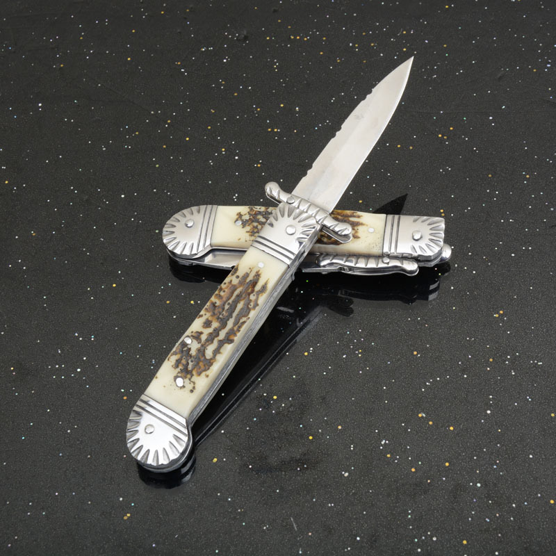 Italy AKC Hubertus Solingen OTF AUTO Knife 3.54'' 440 Steel Blade, Resin Handles