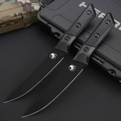 MT Kitchen Fixed Blade Knife 6.30" M390MK Blade, Carbon Fiber + TC4 Handles