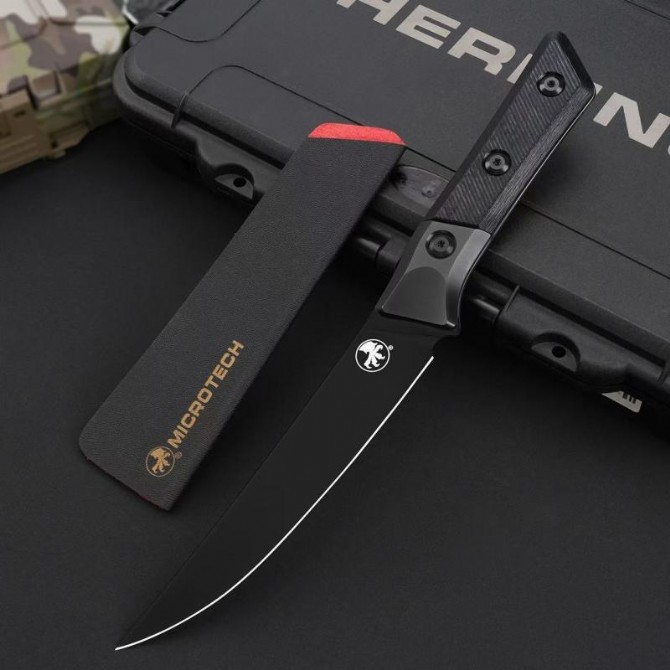 MT Kitchen Fixed Blade Knife 6.30" M390MK Blade, Carbon Fiber + TC4 Handles