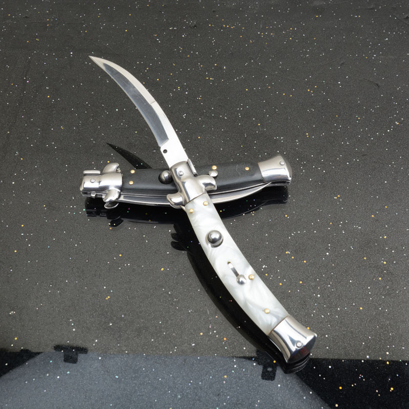 Italy AKC 10'' Godfather Stiletto Mafia OTF AUTO Knife 3.54" 8Cr13 Kriss Blade, Acrylic Handles