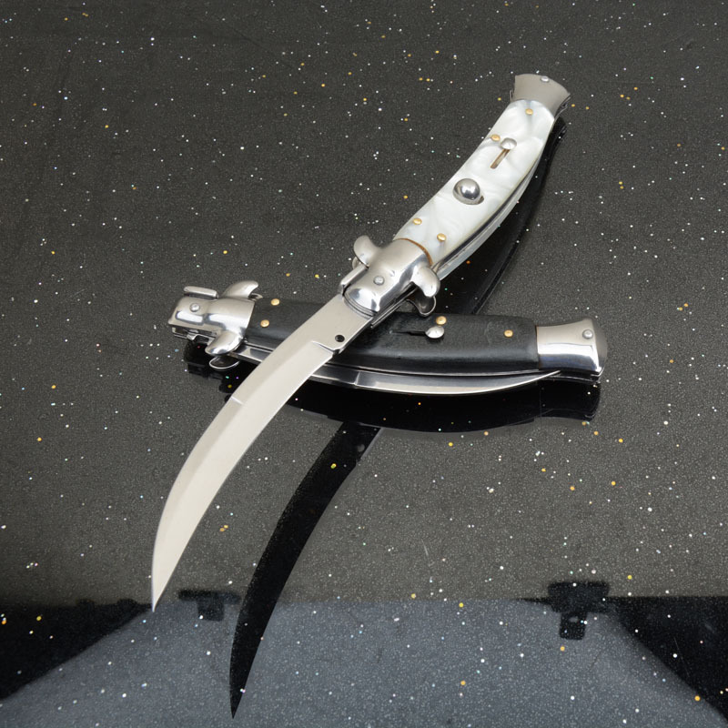 Italy AKC 10'' Godfather Stiletto Mafia OTF AUTO Knife 3.54" 8Cr13 Kriss Blade, Acrylic Handles
