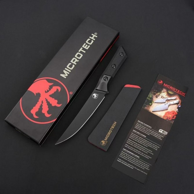 MT Kitchen Fixed Blade Knife 6.30" M390MK Blade, Carbon Fiber + TC4 Handles
