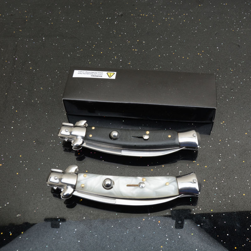 Italy AKC 10'' Godfather Stiletto Mafia OTF AUTO Knife 3.54" 8Cr13 Kriss Blade, Acrylic Handles