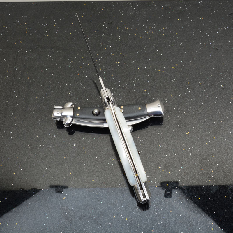 Italy AKC 10'' Godfather Stiletto Mafia OTF AUTO Knife 3.54" 8Cr13 Kriss Blade, Acrylic Handles