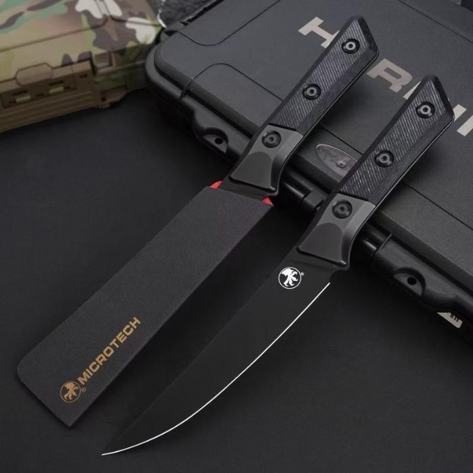 MT Kitchen Fixed Blade Knife 6.30" M390MK Blade, Carbon Fiber + TC4 Handles