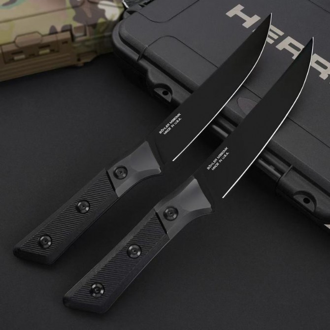 MT Kitchen Fixed Blade Knife 6.30" M390MK Blade, Carbon Fiber + TC4 Handles