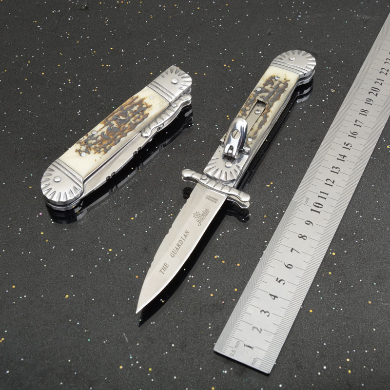 Italy AKC Hubertus Solingen OTF AUTO Knife 3.54'' 440 Steel Blade, Resin Handles