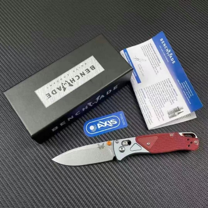 BM 535-9 Bugout AXIS Folding Knife 3.5" D2 Satin Plain Blade, G10 Handles