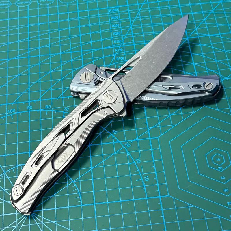 Shirogorov F7 Edition Flipper Knife 3.7" M390 Point Blade, TC4 Handles