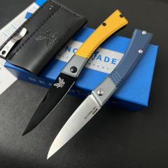 BM 315 Successor Slipjoint Folding Knife 2.56" M390 Satin Drop Point Blade, T6-6061 Aluminum Handles with Ash Gray Bolsters