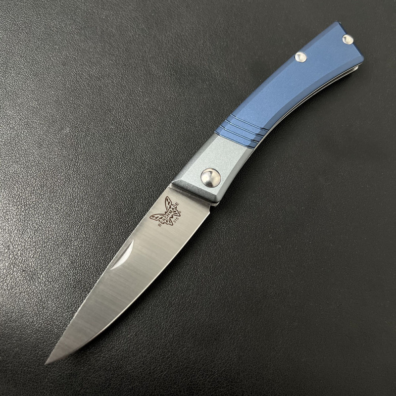 BM 315 Successor Slipjoint Folding Knife 2.56" M390 Satin Drop Point Blade, T6-6061 Aluminum Handles with Ash Gray Bolsters