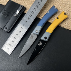 BM 315 Successor Slipjoint Folding Knife 2.56" M390 Satin Drop Point Blade, T6-6061 Aluminum Handles with Ash Gray Bolsters