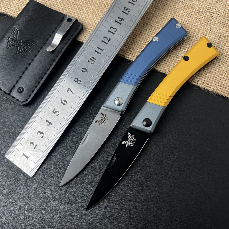 BM 315 Successor Slipjoint Folding Knife 2.56" M390 Satin Drop Point Blade, T6-6061 Aluminum Handles with Ash Gray Bolsters