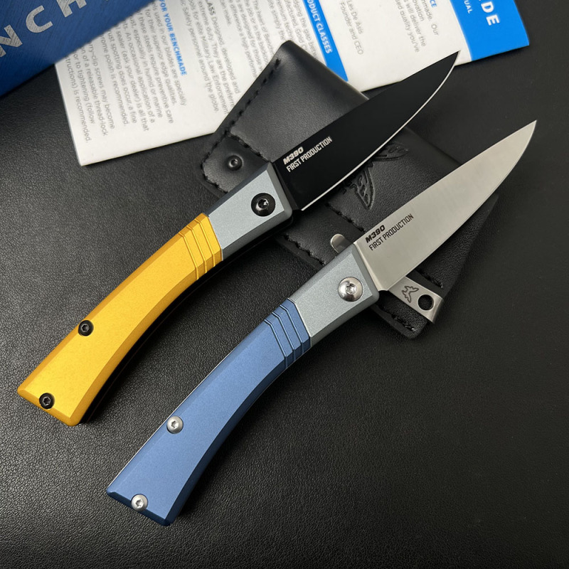 BM 315 Successor Slipjoint Folding Knife 2.56" M390 Satin Drop Point Blade, T6-6061 Aluminum Handles with Ash Gray Bolsters