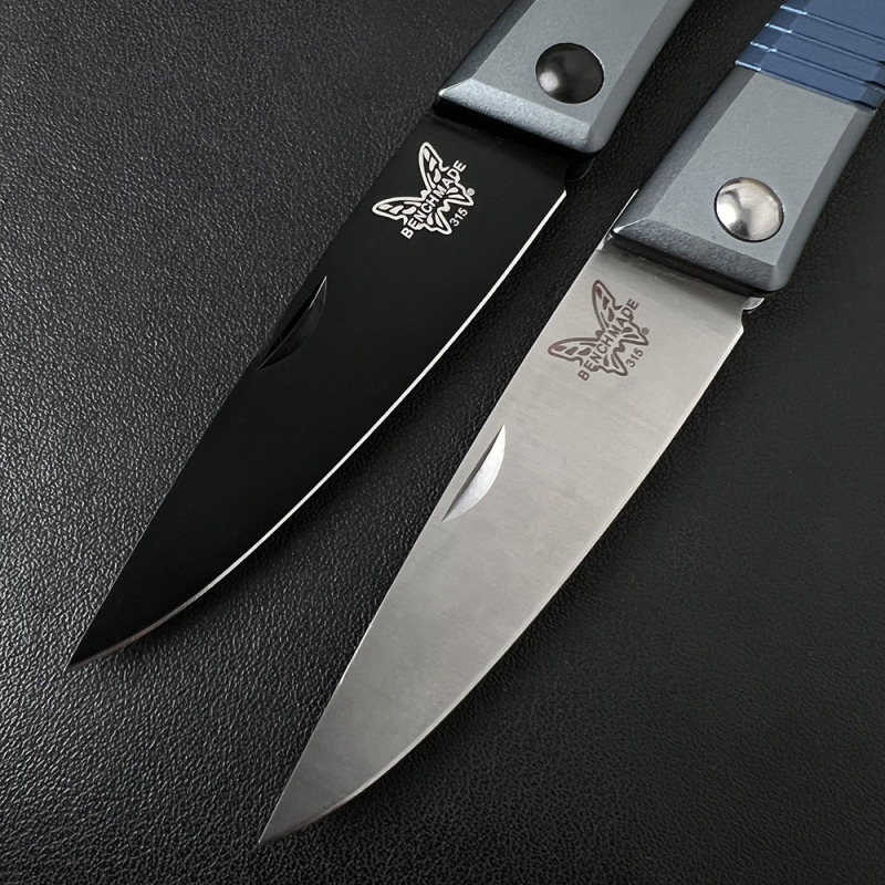 BM 315 Successor Slipjoint Folding Knife 2.56" M390 Satin Drop Point Blade, T6-6061 Aluminum Handles with Ash Gray Bolsters