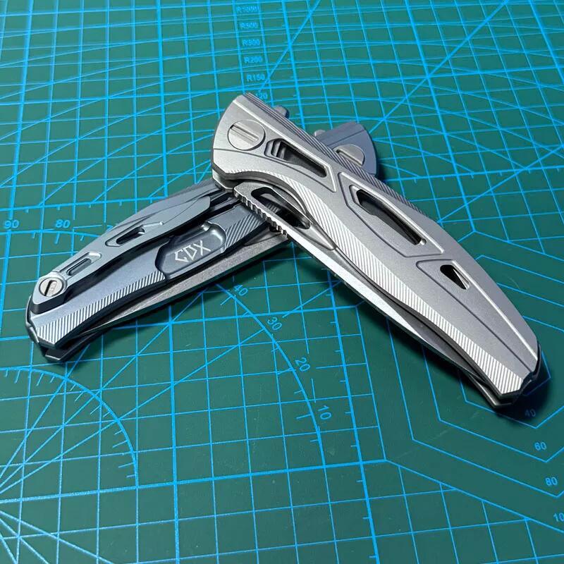 Shirogorov F7 Edition Flipper Knife 3.7" M390 Point Blade, TC4 Handles