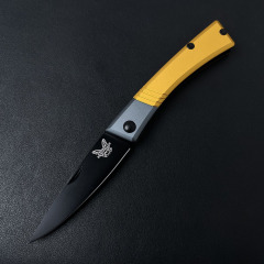 BM 315 Successor Slipjoint Folding Knife 2.56" M390 Satin Drop Point Blade, T6-6061 Aluminum Handles with Ash Gray Bolsters