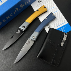 BM 315 Successor Slipjoint Folding Knife 2.56" M390 Satin Drop Point Blade, T6-6061 Aluminum Handles with Ash Gray Bolsters