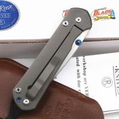 Chris Reeve Small Sebenza 21TH Folding Knife 3.54" D2 Sanding Blade, Titanium Handles, Frame Lock