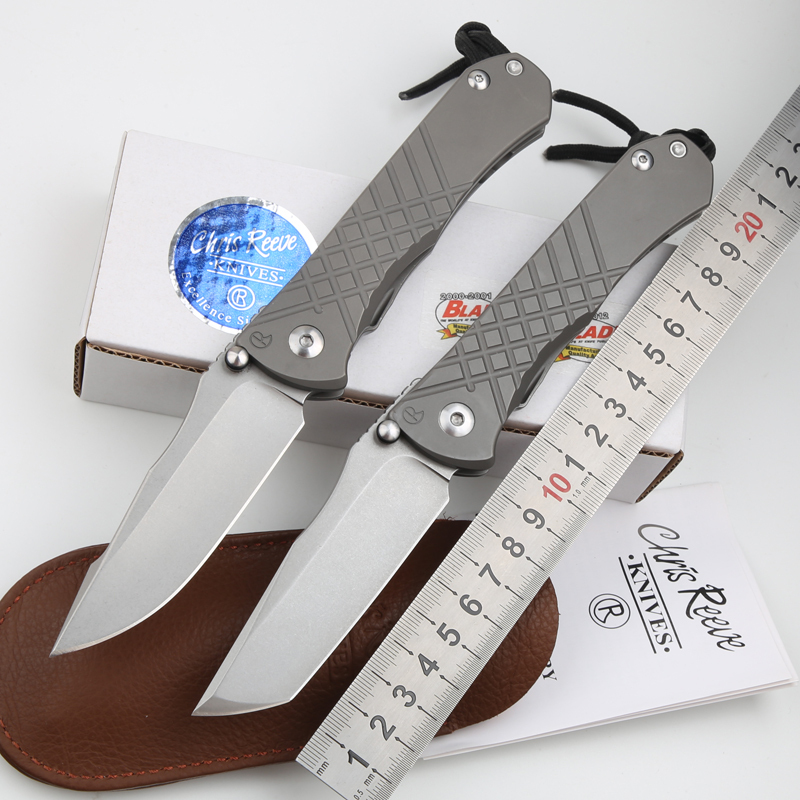 Chris Reeve Umnumzaan Folding Knife 3.66" S35VN Stonewashed Blade, Milled Titanium Handles, Frame Lock