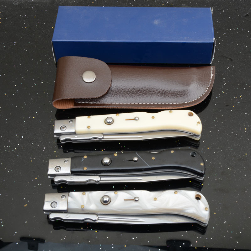 Italy AKC 11'' Godfather Stiletto Mafia OTF AUTO Knife 5.12" 440 Steel Mirror Blade, Acrylic Handles
