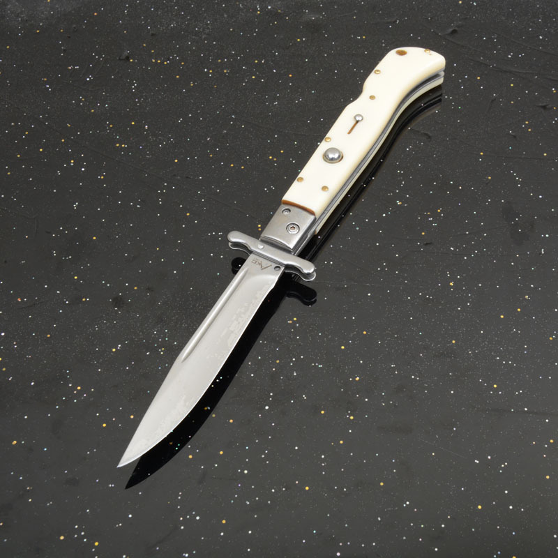 Italy AKC 11'' Godfather Stiletto Mafia OTF AUTO Knife 5.12" 440 Steel Mirror Blade, Acrylic Handles