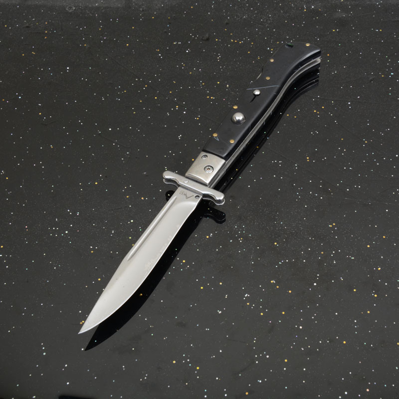 Italy AKC 11'' Godfather Stiletto Mafia OTF AUTO Knife 5.12" 440 Steel Mirror Blade, Acrylic Handles