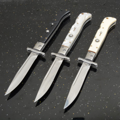 Italy AKC 11'' Godfather Stiletto Mafia OTF AUTO Knife 5.12" 440 Steel Mirror Blade, Acrylic Handles