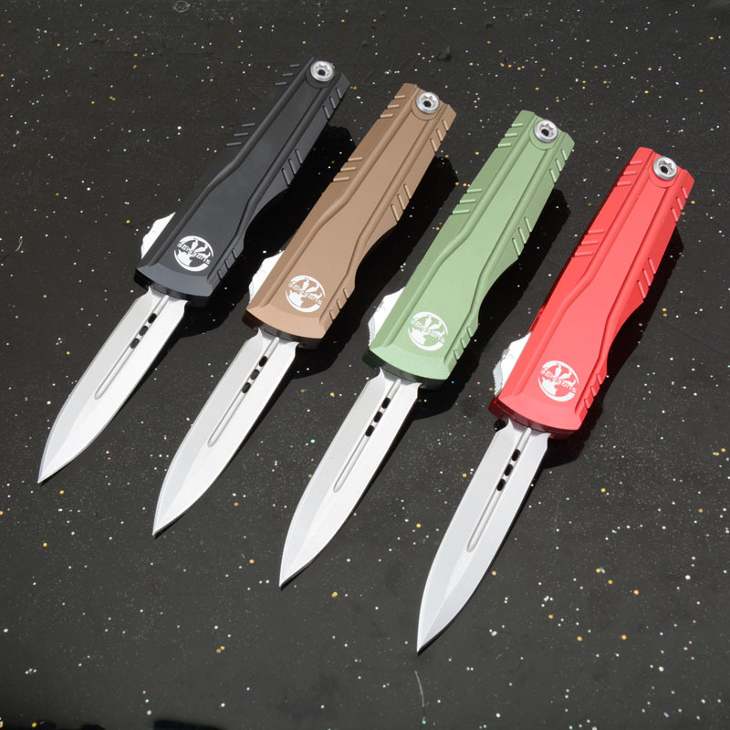 MT Combat Troodon Gen II AUTO OTF Knife 2.95" D2 Double Edge Dagger Blade, Black Aluminum Handles