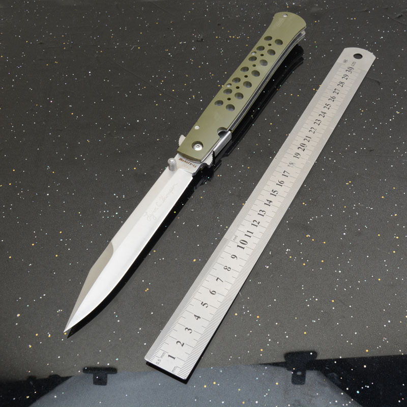 Cold Steel 26SXP Ti-Lite Flipper Knife 5.59" 440c Plain Satin Blade, Green Zy-Ex Handles