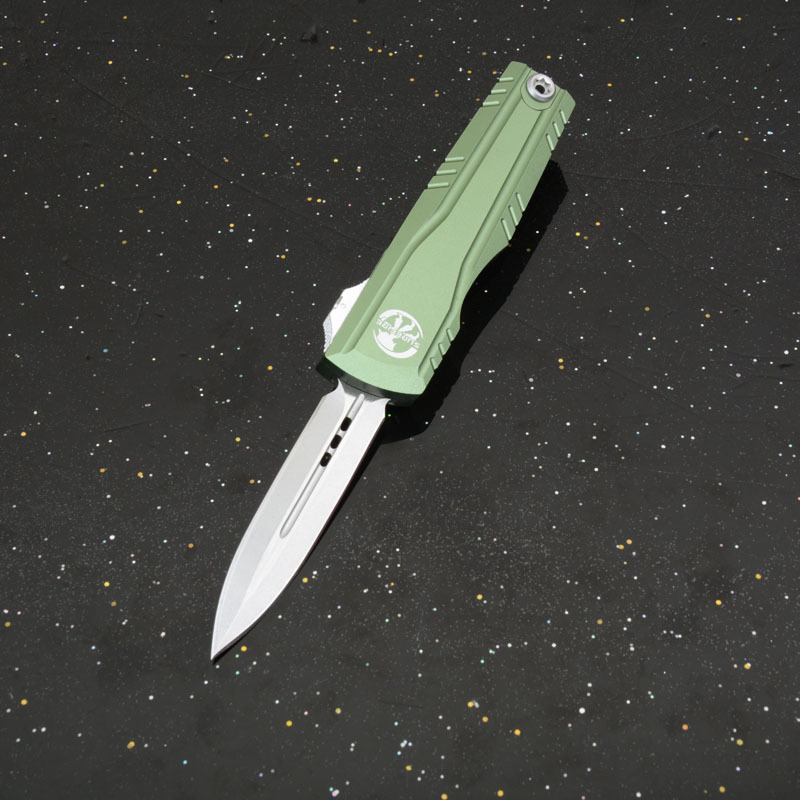 MT Combat Troodon Gen II AUTO OTF Knife 2.95" D2 Double Edge Dagger Blade, Black Aluminum Handles