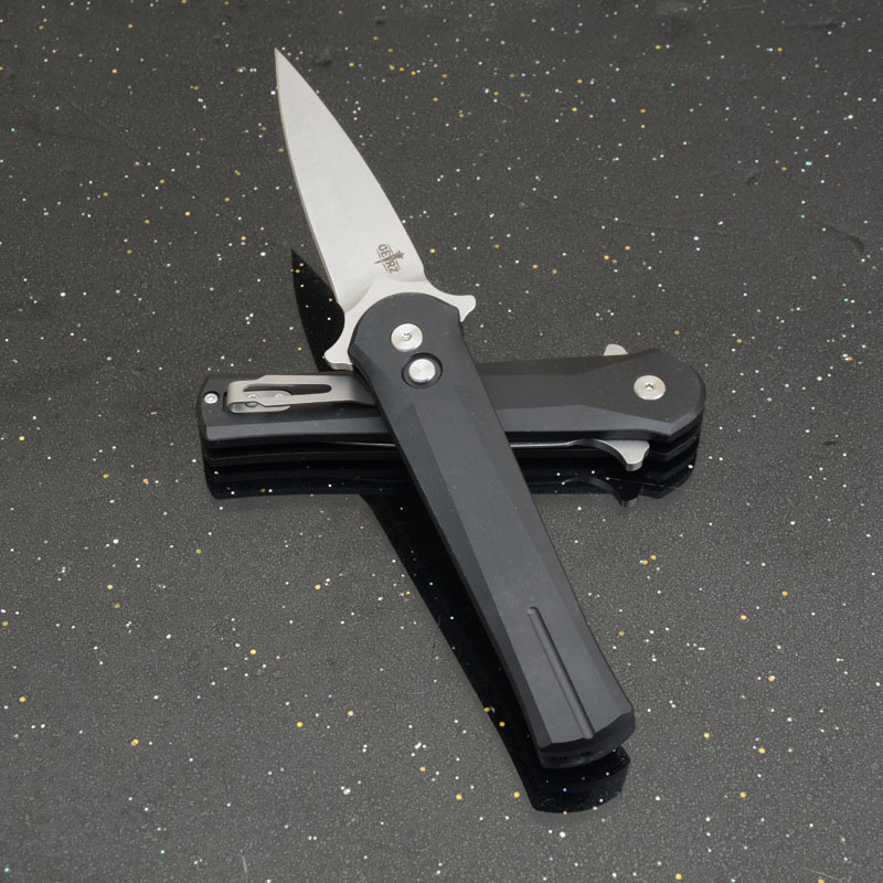 OTF Folding Knife Assisted 3.35" D2 Plain Blade, Aluminum Alloy Handles