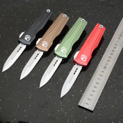 MT Combat Troodon Gen II AUTO OTF Knife 2.95" D2 Double Edge Dagger Blade, Black Aluminum Handles