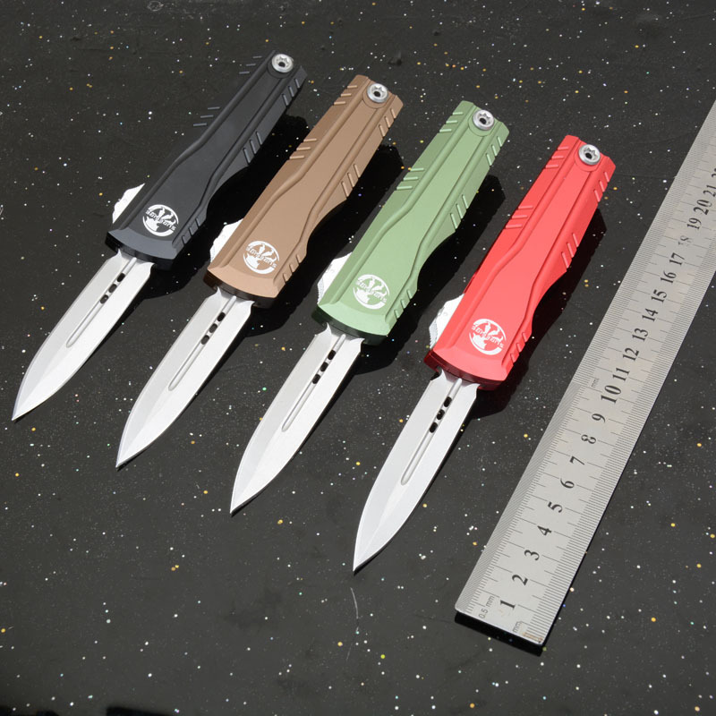 MT Combat Troodon Gen II AUTO OTF Knife 2.95" D2 Double Edge Dagger Blade, Black Aluminum Handles