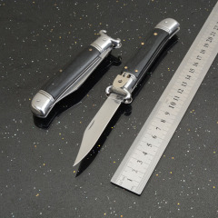 Italy AKC Godfather Stiletto Mafia OTF AUTO Knife 3.62" 440c Steel Blade, Wood Handles