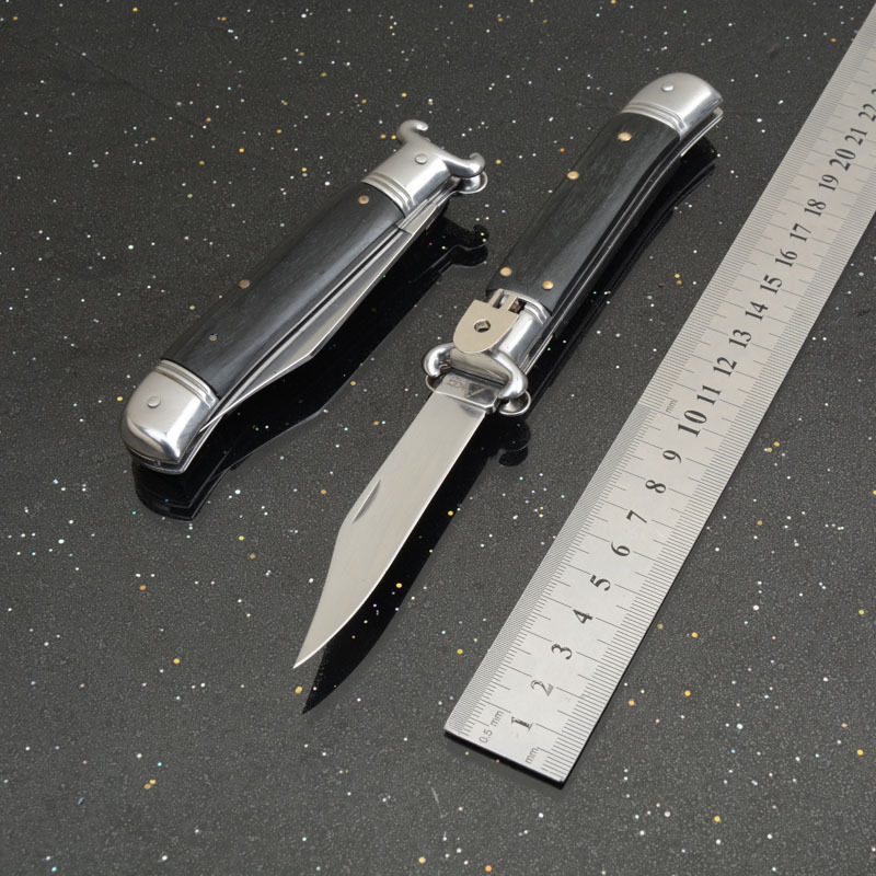 Italy AKC Godfather Stiletto Mafia OTF AUTO Knife 3.62" 440c Steel Blade, Wood Handles