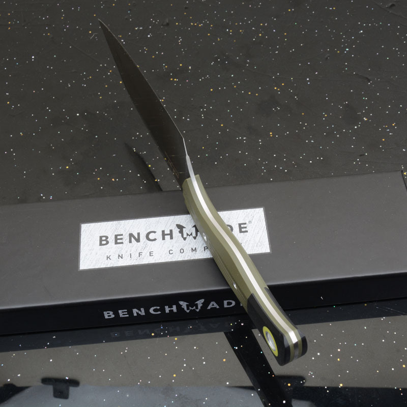 BM Station Knife Fixed Blade 5.82" CPM-154 Black Clip Point Blade, OD G10 Handles with G10 Bolsters, Plastic Sheath - 4010BK-01