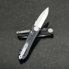 SOG OTF Folding Knife Assisted 3.15" D2 Plain Blade, Aluminum Alloy Handles